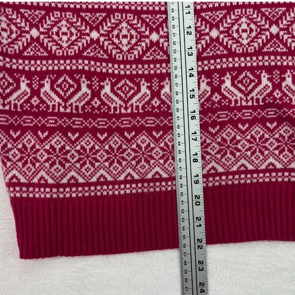 J.Crew Pink Fair Isle Sweater Mockneck Lambswool Blend Holiday Winter Christmas - Picture 12 of 13